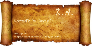 Korsós Antal névjegykártya